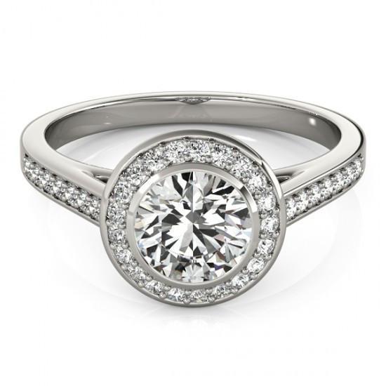 1.50 Karat Runder Natürliche Diamant Halo Ring Weißgold 14K