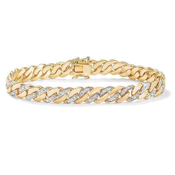 1.85 Karat 14K Gelbgold Runder Echt Diamant Herrenarmband
