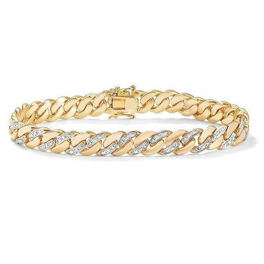 1.85 Karat 14K Gelbgold Runder Echt Diamant Herrenarmband