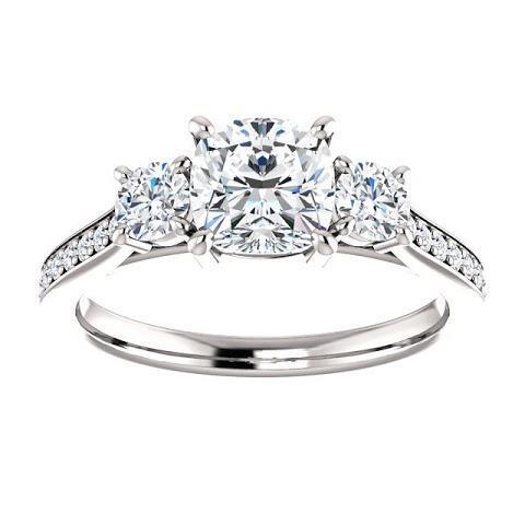 1.90 Kt 3 Steine Kissen Natürliche Diamant Verlobungsring Band Weißgold