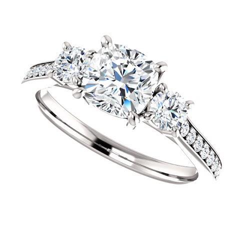 1.90 Kt 3 Steine Kissen Natürliche Diamant Verlobungsring Band Weißgold