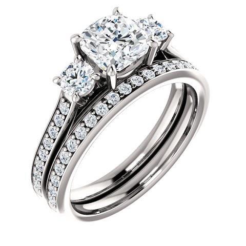 1.90 Kt 3 Steine Kissen Natürliche Diamant Verlobungsring Band Weißgold