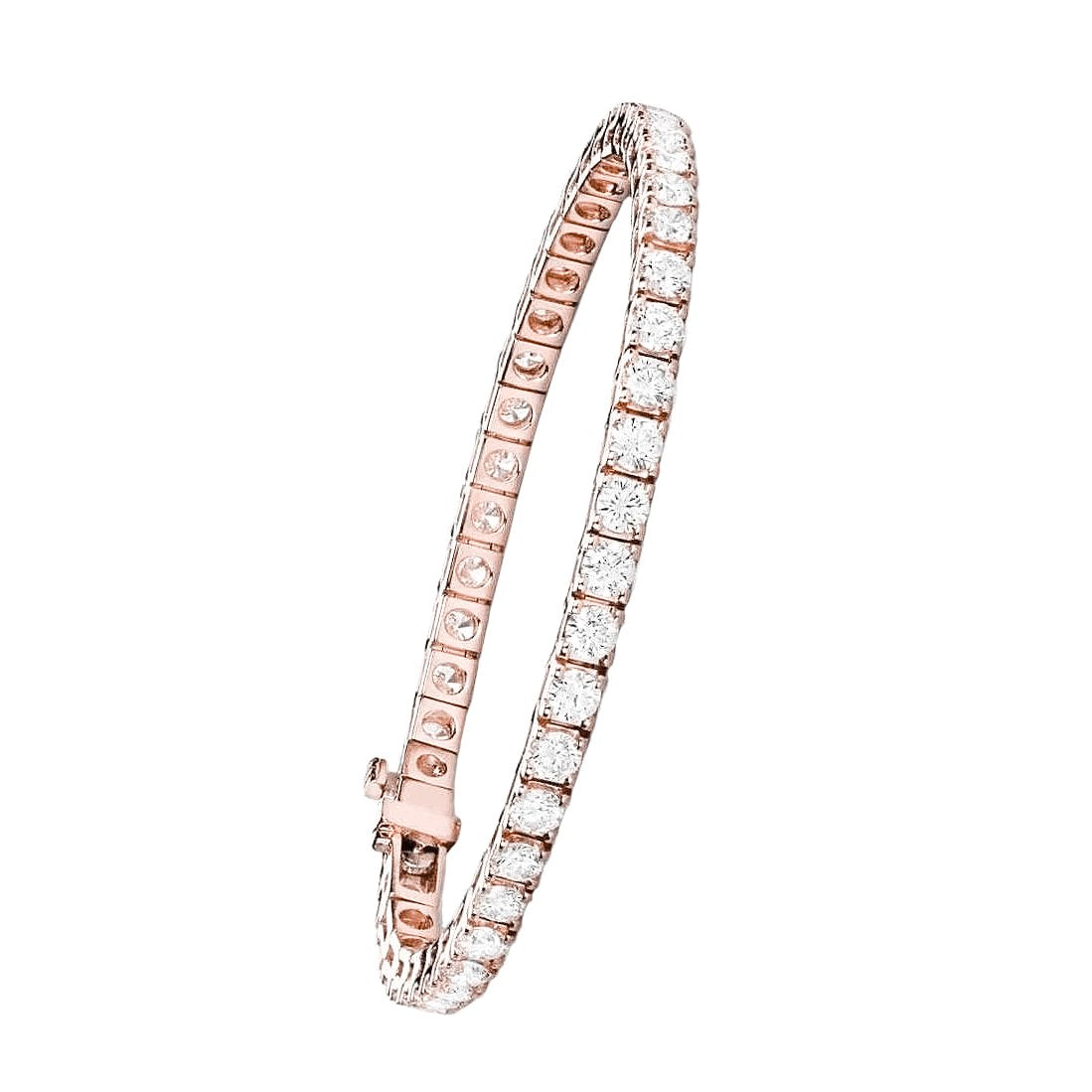 10,12 Kt Roségold Rundschliff Natürliche Diamant Damen Tennis Armband Schmuck