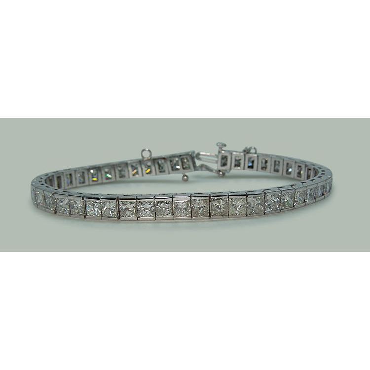11.50 Karat Princess Natürliche Diamants Tennisarmband Aus Massivem Weißgold