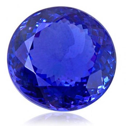 Blauer Tansanit Brillantschliff Loose Sapphires Natural in Gold – Frontansicht