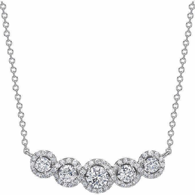 12 Karat Runde Graduierung Echt Diamant Halskette Anhänger Weißgold 14K