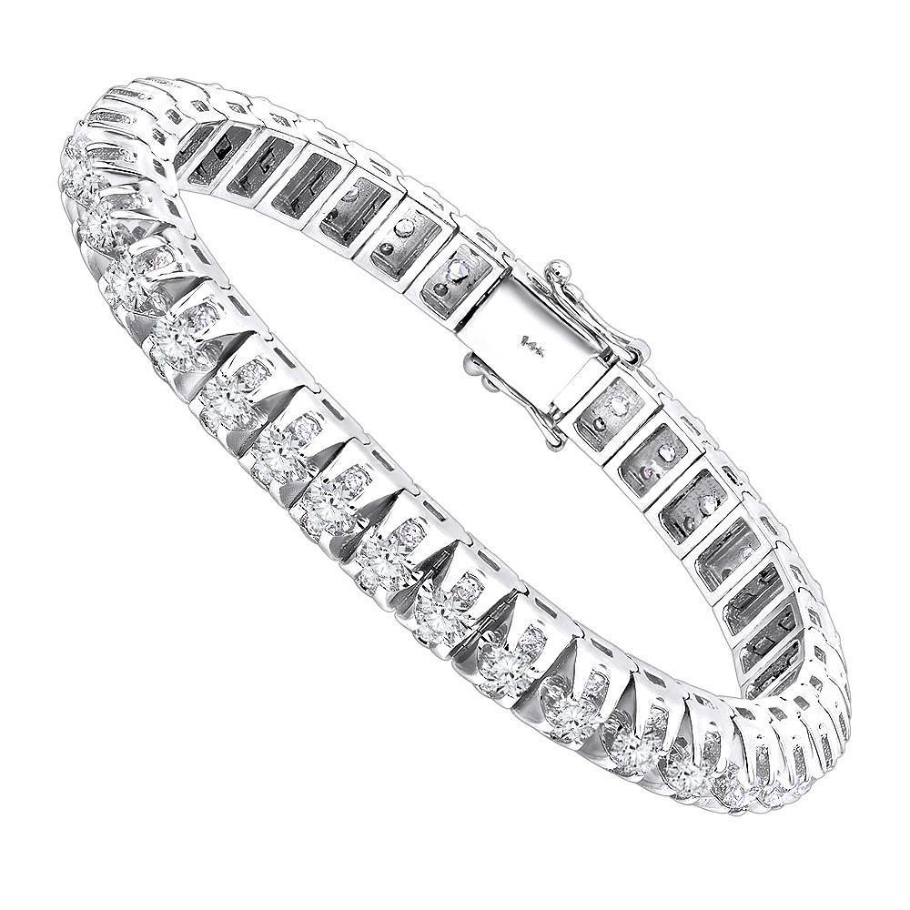 12 Karat Rundschliff Natürliche Diamanten Herren Tennisarmband WG 14K