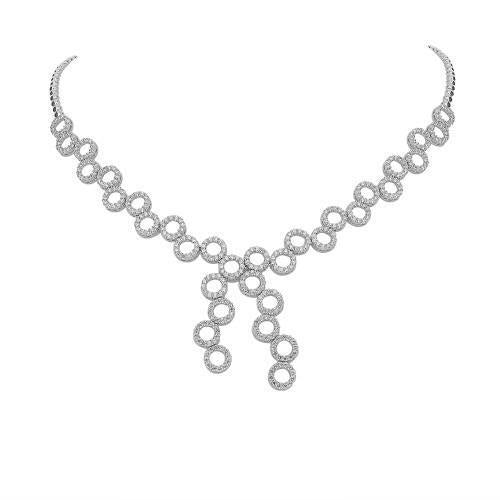 13 Ct Runde Brillantschliff Echt Diamanten Damen Halskette 14K Weißgold