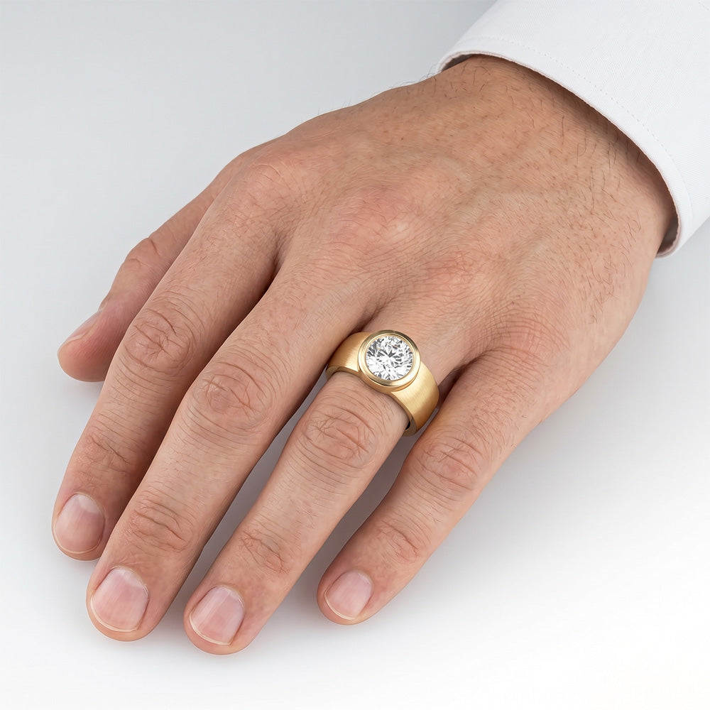 14K Gelbgold Diamant Herren-Ring – 1,50-Karat Brillantschliff