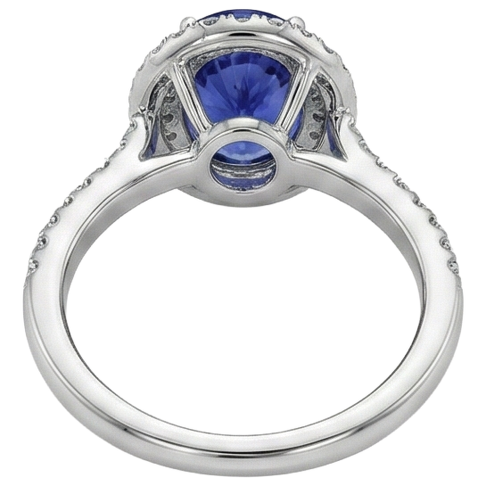 echter oval tansanit 7.25Karat ring mit Diamantbesatz