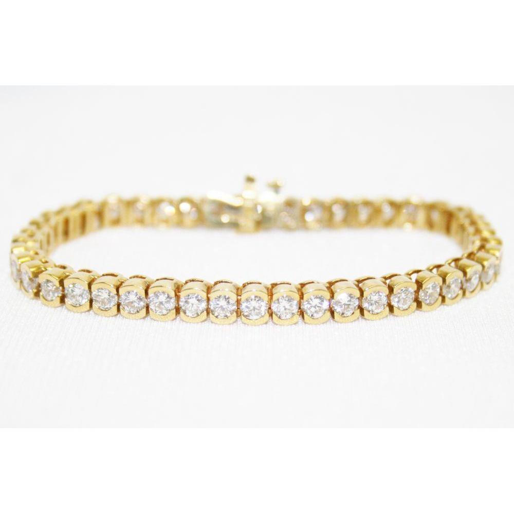 14K Gelbgold Damen Runder Natürliche Diamant 9 Karat Tennisarmband Schmuck