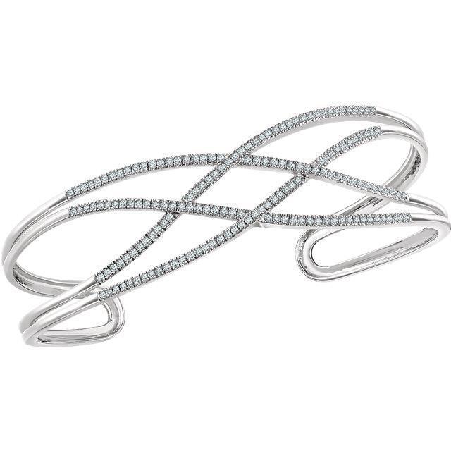 14K Massives Weißgold Runder Echt Diamant Manschettenarmband Schmuck 3 Karat