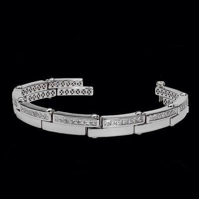 14K Weißgold 9.45 Karat Natürliche Diamanten Herrenarmband Neu