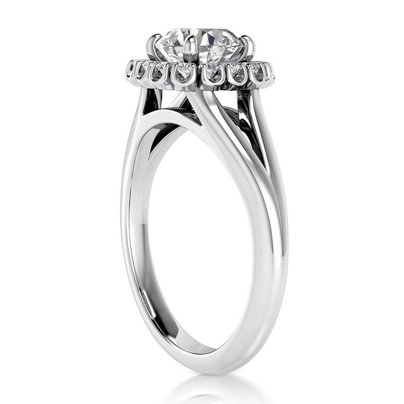 14K Weißgold Alter Bergmann Cut Echt Diamantring 2 Ct. Halo Lady Schmuck