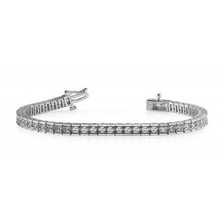 14K Weißgold Tennisarmband 7,50 Ct Runde Natürliche Diamanten Im Brillantschliff