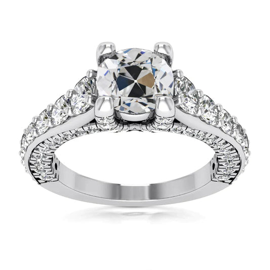 14K Gold Runder Naturliche Diamant Altschliff Ring Mit Akzenten Schmuck 5,50 Karat