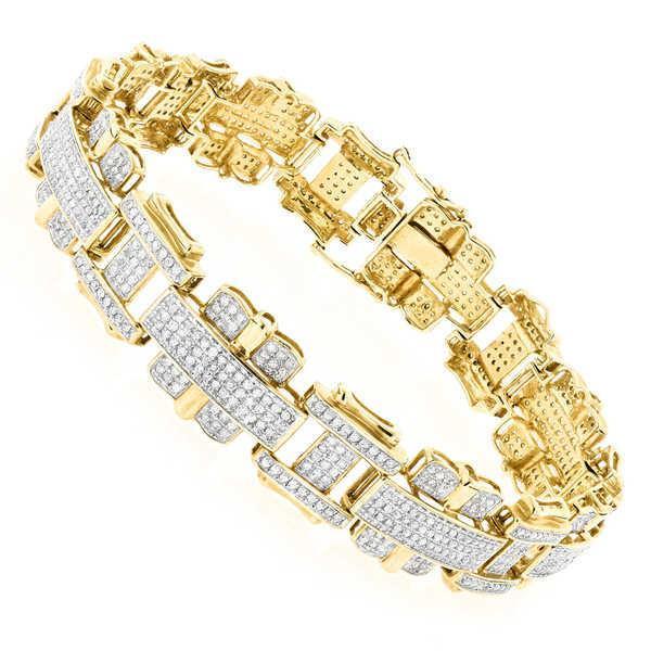 14 Karat Feiner Rundschliff Natürliche Diamant Herrenarmband Gelbgold 14K