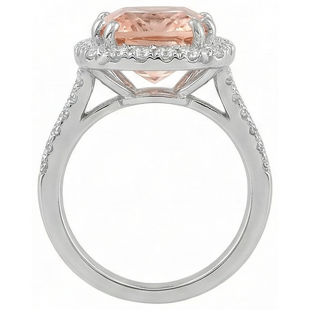 echter round morganit 15.25Karat ring auf Weiß
