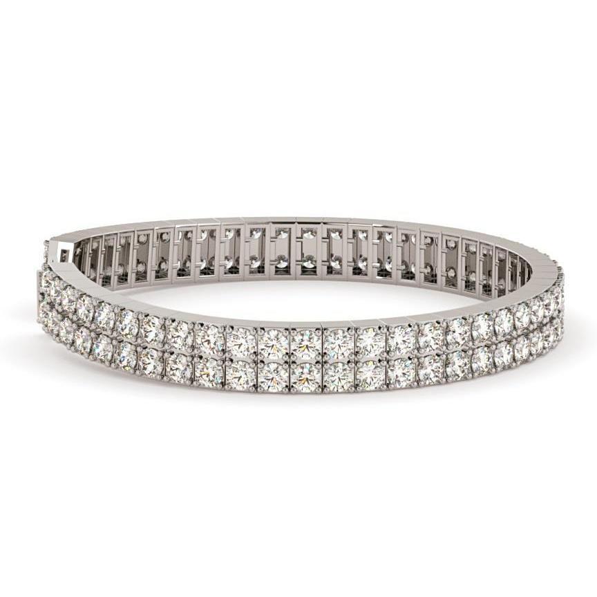 15 Karat Rundes Zweireihiges Natürliche Diamanten Tennisarmband WG