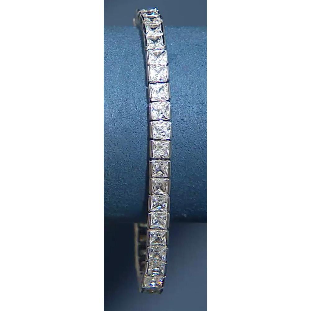 18,90 Karat Princess Cut Natürliche Diamant Tennisarmband Weißgold 14K Schmuck