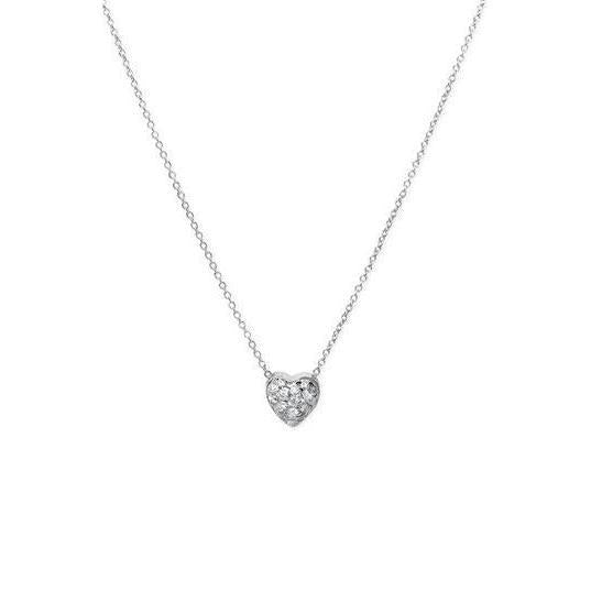 1 Karat Runde Echt Diamant Brillantschliff-Halskette Mit Herz-Anhänger