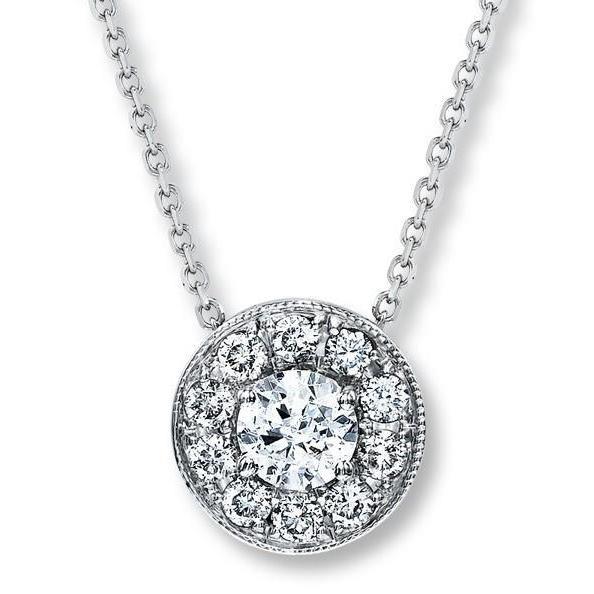 1 Karat Runde Natürliche Diamant-Anhänger-Halskette 14K Weißgold