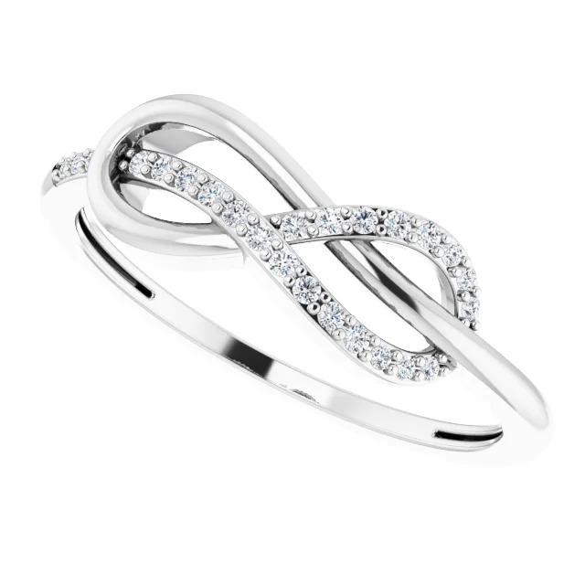 1 Karat Verdrehter Echt Diamant Infinity Ring Weißgold 14K