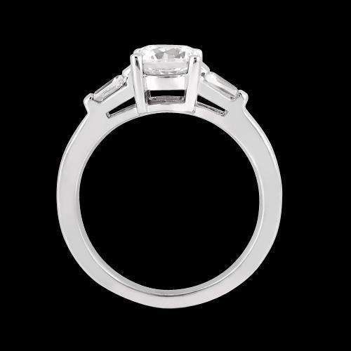 1,20 Ct. Echt Diamanten Drei-Stein-Ehering Rund & Baguette Schliff