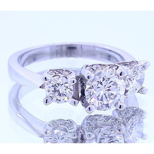 1,50 Karat Drei-Stein-Natürliche Diamant Verlobungsring 4 Krappen Set Schmuck