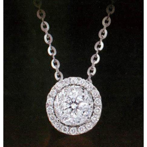 1,50 Karat Natürliche Diamant-Anhänger-Halskette Mit Kette Weißgold 14K