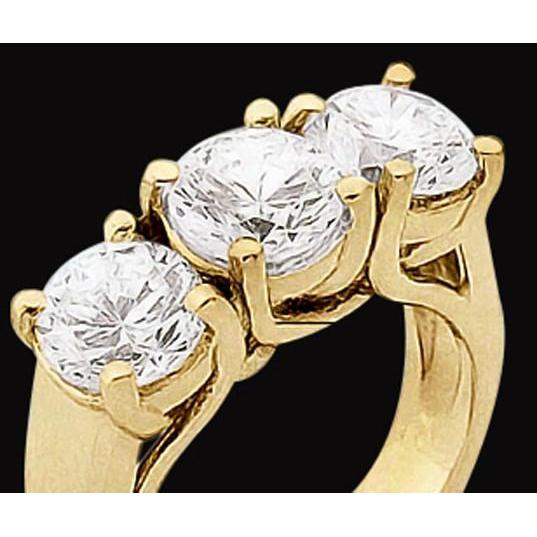 1,50 Karat Verlobungsring Mit 3 Steinen Und Natürliche Diamanten Aus Massivem Gelbgold 14K