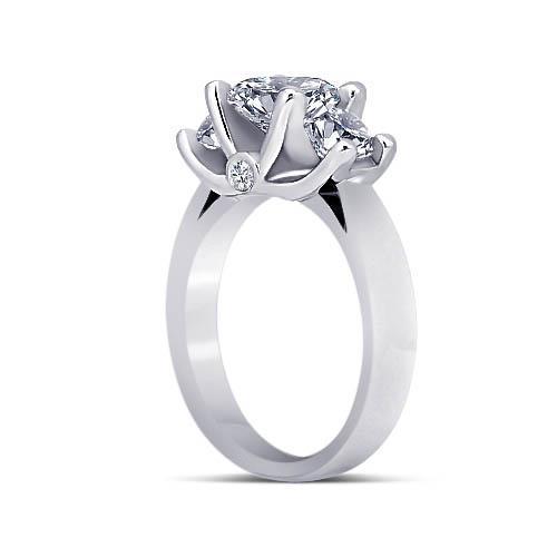 1,71 Ct. Runde Natürliche Diamanten 3 Steine Jubiläumsring Weißgold Schmuck