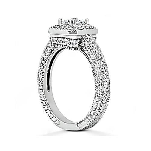 1,75 Karat Echt Diamant-Verlobungsring Pave-Fassung Milgrain Schmuck Neu