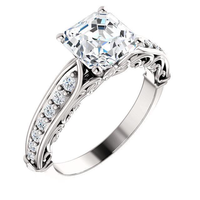 1,76 Ct. Asscher & Runden Echt Diamant Hochzeitstag Ring