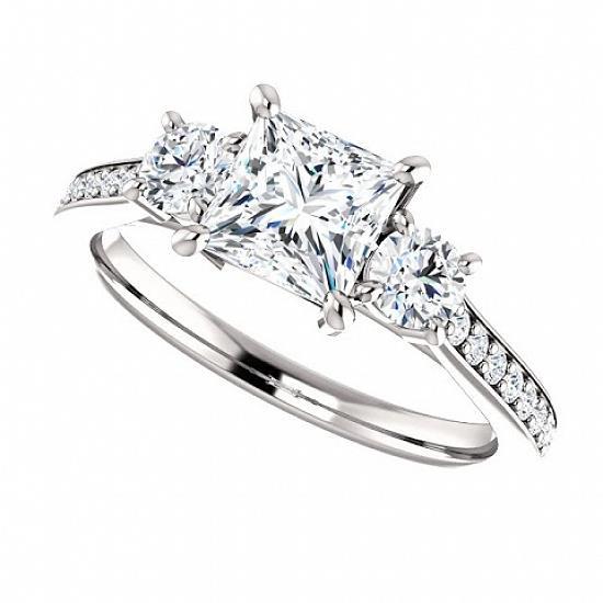 1,90 Karat 3 Steine Princess Center Natürliche Diamant Verlobungsring Gold