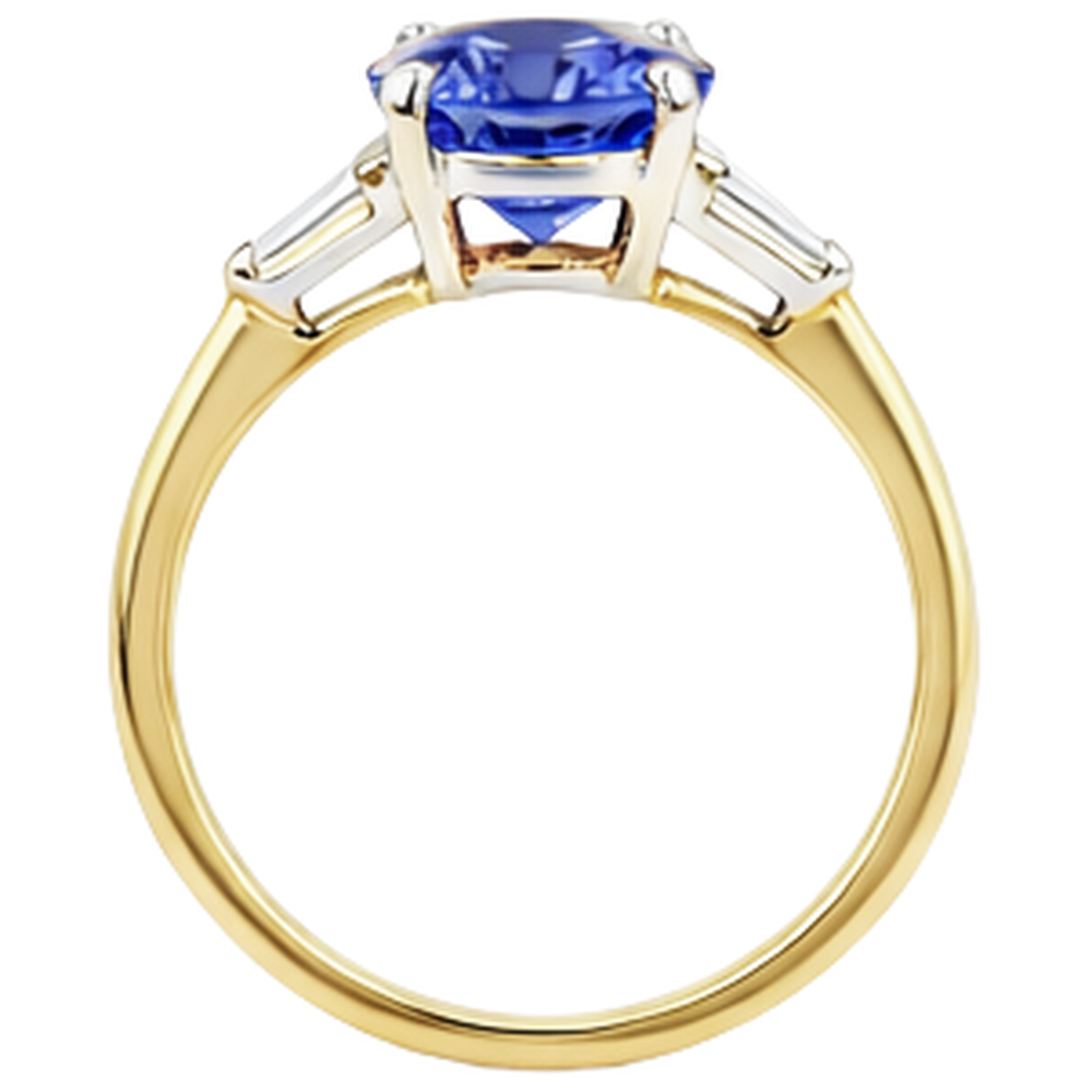 echter baguette tansanit 2.55Karat ring auf Weiß