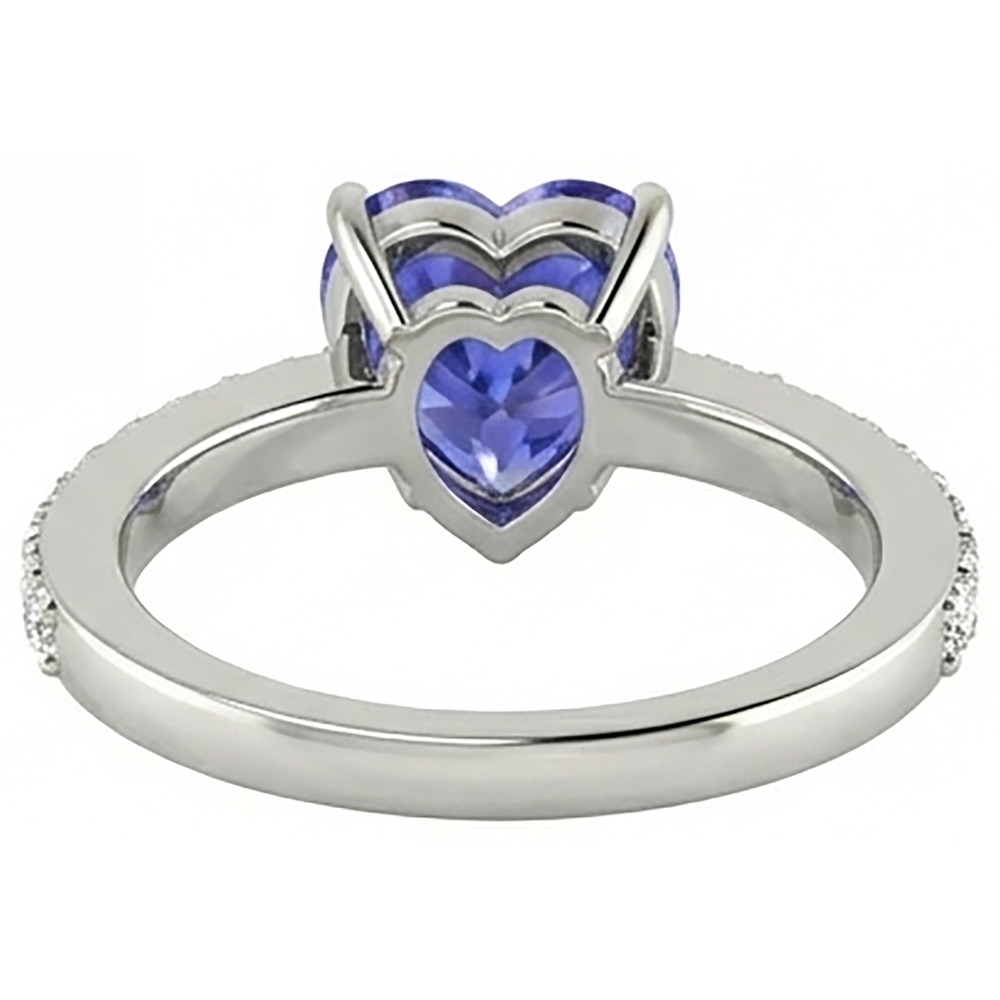 2 Karat Blauer Tansanit-Diamant-Jubiläumsring im Herzschliff