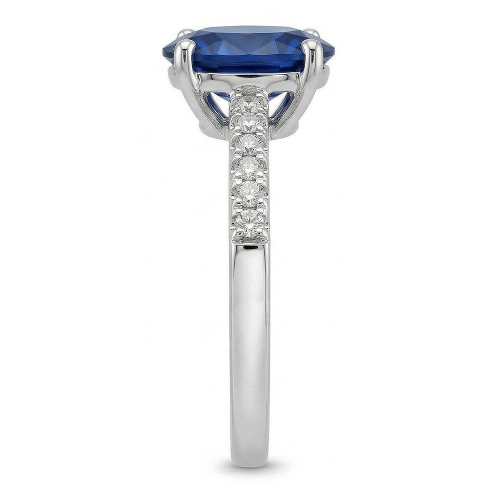 2 Karat Oval Sri Lanka Blauer Saphir Diamantring Weißgold 14K