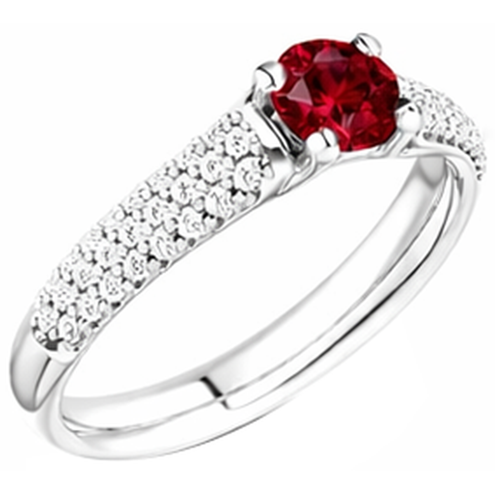 2 Karat Pave Diamant Rubin Ring Weißgold 14K