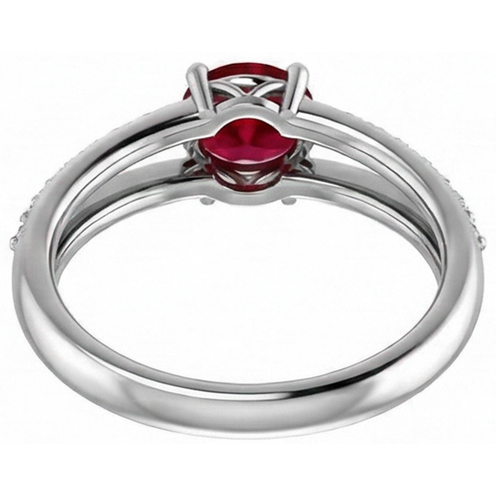 2 Karat Roter Rubin Mit Diamanten Ring Weißgold 14K