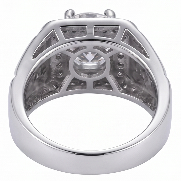 2 Karat Runder Natürliche Diamant Herren Jubiläumsring Weißgold 14K Schmuck
