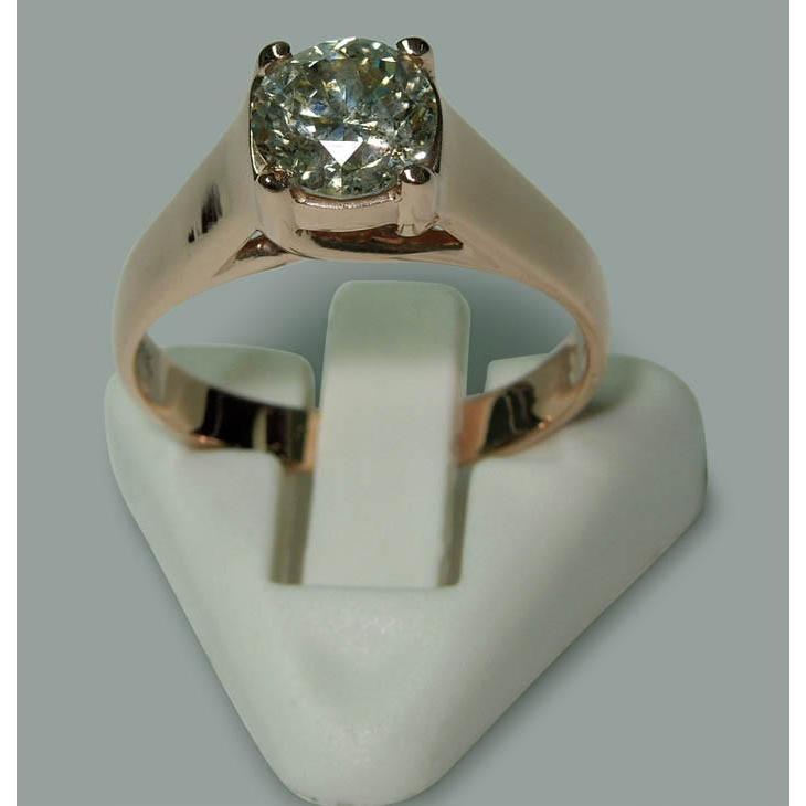 2.01 Karat Runder Echt Diamant Solitär Ring Schmuck Neu Roségold 14K