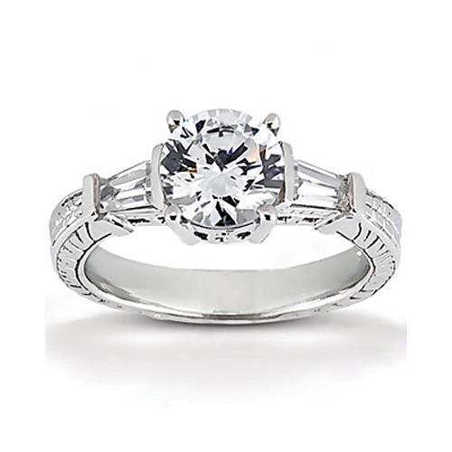 2.50 Carats Three Stone Natürliche DiamantEngagement Ring White Gold 14K