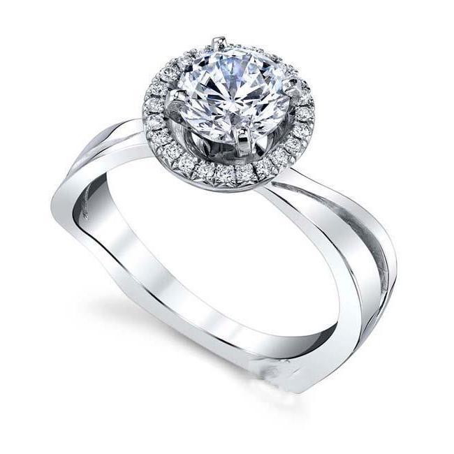 2.50 Ct Echt Diamant-Verlobungsring Halo Weißgold