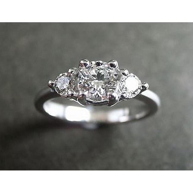 2.51 Ct Natürliche Diamant-Drei-Steine-Ring-Verlobungs-Weißgold 14K