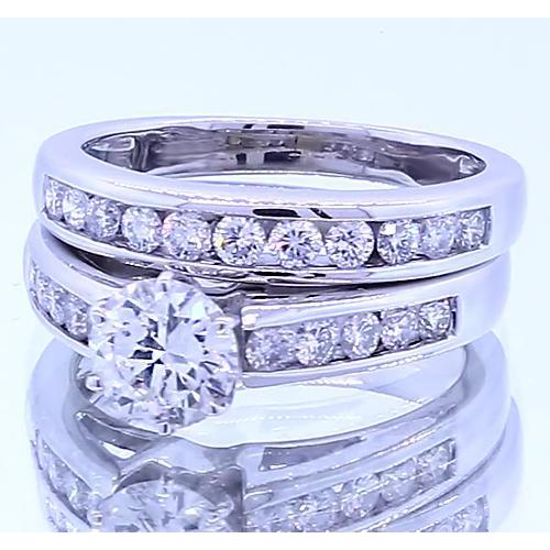 2.51 Karat Runder Echt Diamant-Verlobungsring-Set Weißgold 14K
