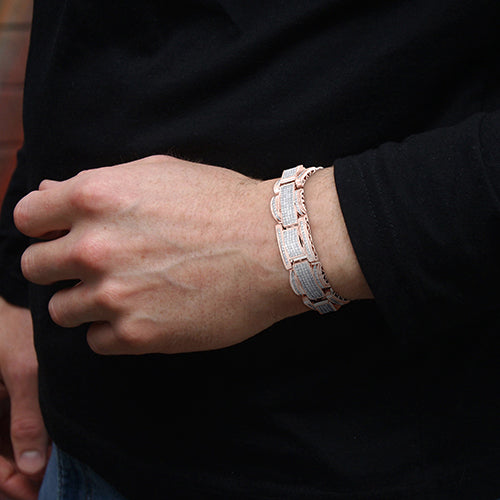 20 Karat Pave Set Princess Schliff Natürliche Diamant Herren Armband