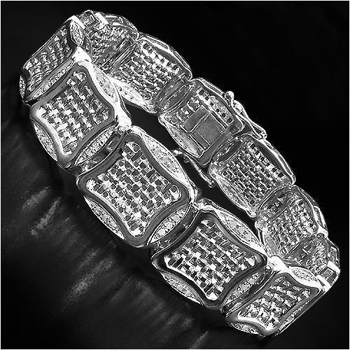 23 Karat Kleine Runde Natürliche Diamanten Herrenarmband Weißgold 14K