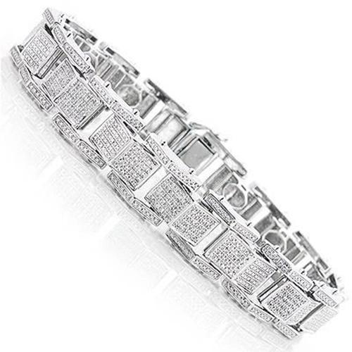 25 Karat Natürliche Diamant Herren Armband Schmuck Massiv Weiß 14K Gold