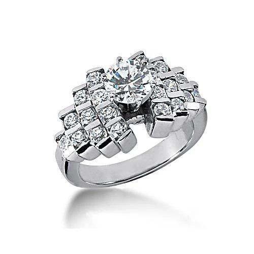 2 Ct. Echt Diamanten-Verlobungsring Weißgold 14K Krappenfassung